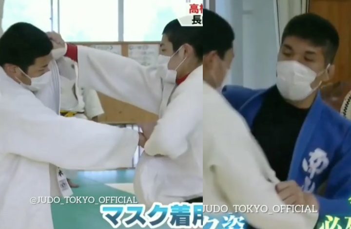 Japanese Judoka Go Back To Training Using Face Masks & Hand Sanitizer