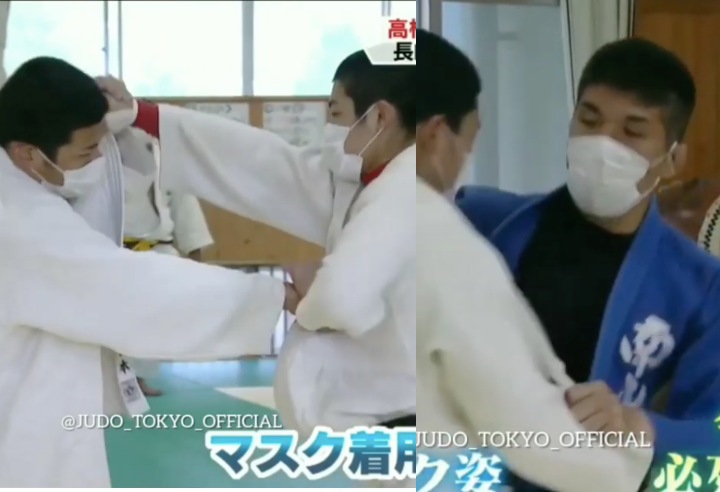 Le judoka japonais revient à l'entraînement avec des masques faciaux et un désinfectant pour les mains
