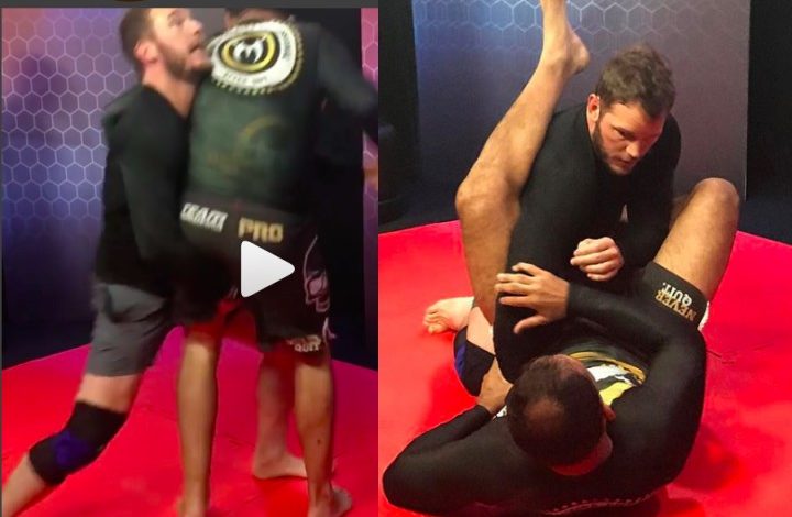 Actor Chris Pratt Demonstrates His Wrestling Skills on Nogueira Bros