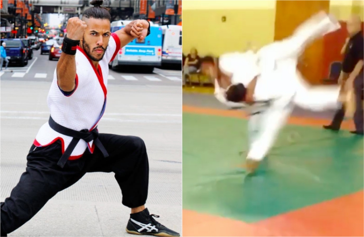 Un lutteur chinois montre une grande technique dans une compétition de judo