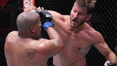 Stipe Miocic punches Daniel Cormier at UFC 252