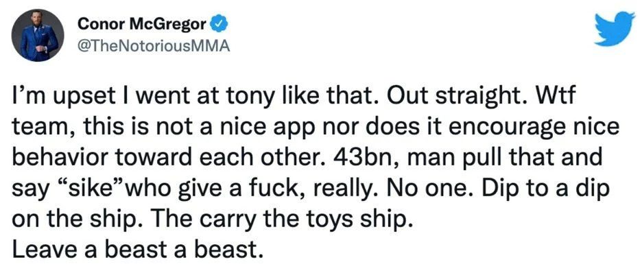 Tweet de Conor McGregor Tony Ferguson