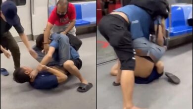 Triangle Choke & Punches Thrown On Board Of A Singapore Train