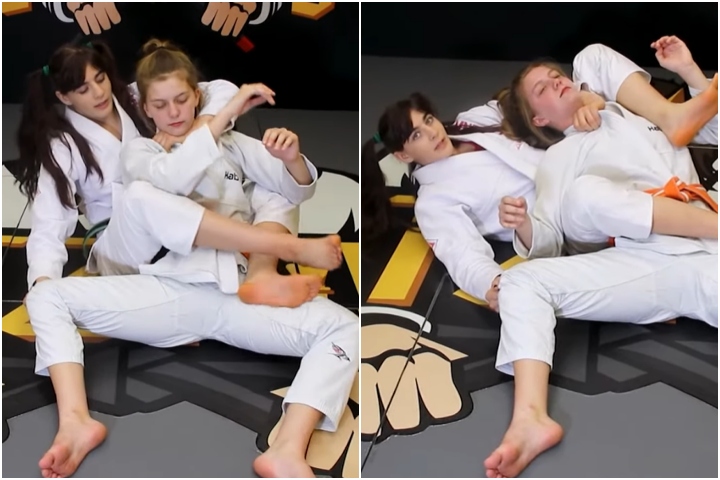 Helena Crevar montre comment faire l'étranglement de l'arc et de la flèche