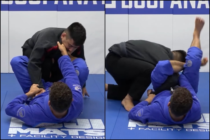 Mikey Musumeci a une excellente configuration Omoplata (de la garde De La Riva modifiée)