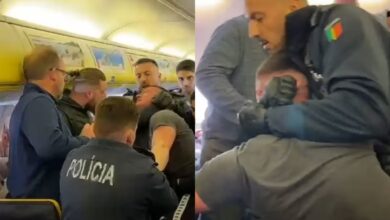 [WATCH] Shocking Moment Ryanair Passenger Gets Headlocked By Police Officer