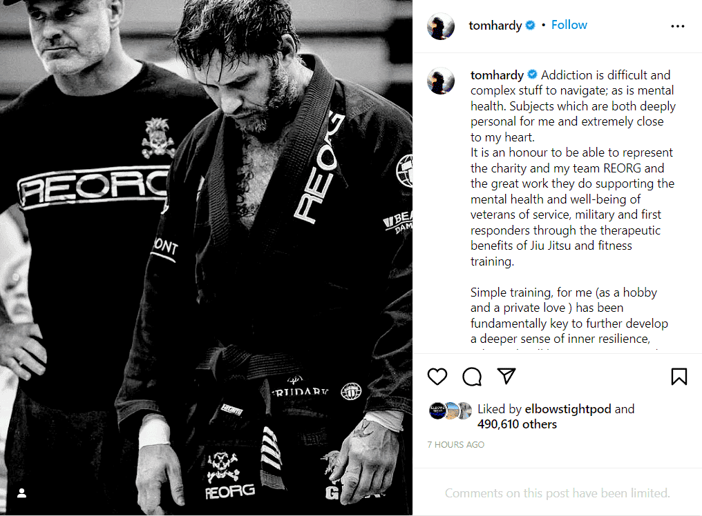 Tom Hardy BJJ publie Instagram