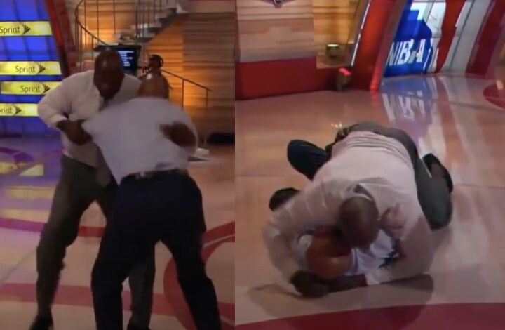 Watch: Shaquille O’Neal Takes Down & Grapples with Charles Barkley