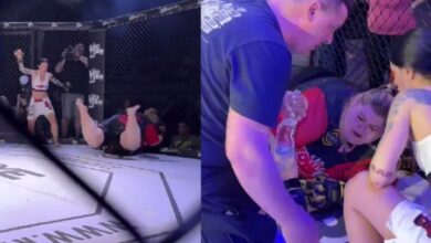 [WATCH] Female MMA Fighter Knocks Herself Out – By Falling Face First Into Cage
