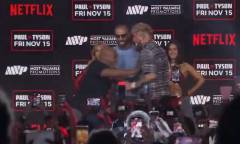 Jake Paul Mike Tyson shove