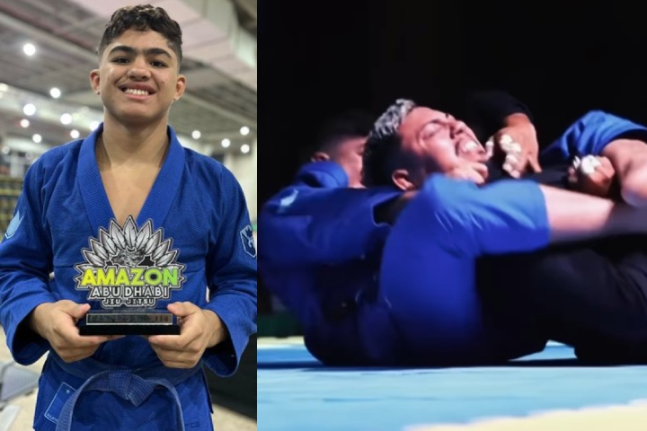 Kalebe Pereira, prodige de la ceinture bleue BJJ, 16 ans, soumet sa ceinture noire lors de sa soumission sur Amazon Abu Dhabi 14