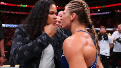 Amanda Nunes and Kayla Harrison staredown, UFC 316