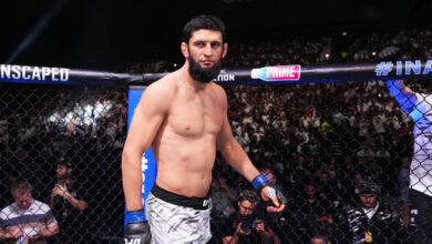 Khamzat Chimaev enters UFC Octagon