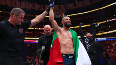 Khamzat Chimaev and Marc Goddard at UFC 319