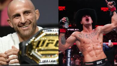 Alexander Volkanovski and Diego Lopes post-Noche UFC