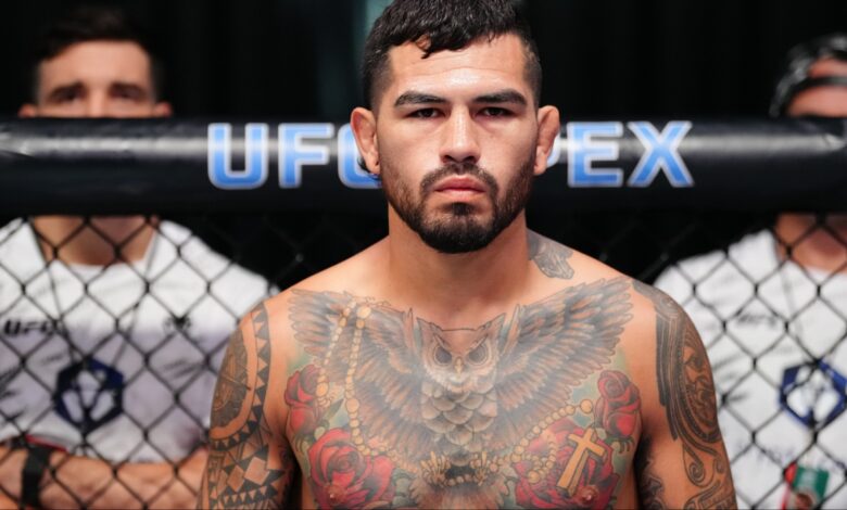 Anthony Hernandez stares down opponent Roman Dolidze in the Octagon