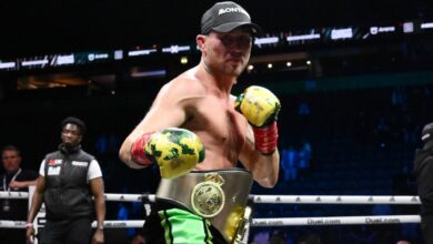 Darren Till celebrates after a knockout win over Luke Rockhold at Misfits Boxing 22