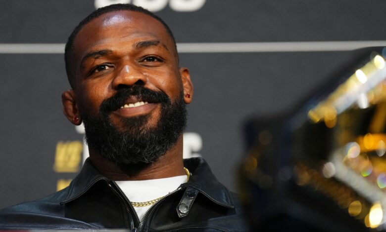 Jon Jones appears at the UFC 309 press conference at Madison Square Garden