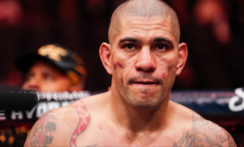 Alex Pereira reacts after his loss to Magomed Ankalaev at UFC 313