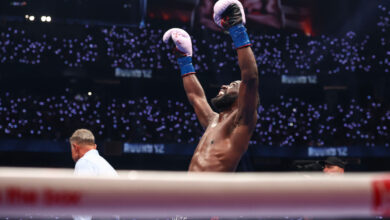 Terence Crawford celebrates win over Canelo Alvarez