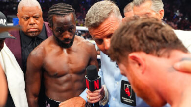 Terence Crawford and Canelo Alvarez face off
