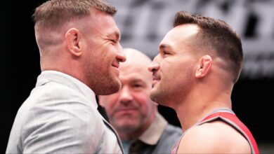 Conor McGregor and Michael Chandler face off on the set of The Ultimate Fighter 31
