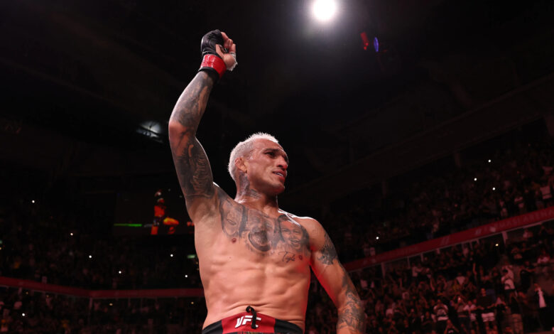 Charles Oliveira celebrates UFC Rio win