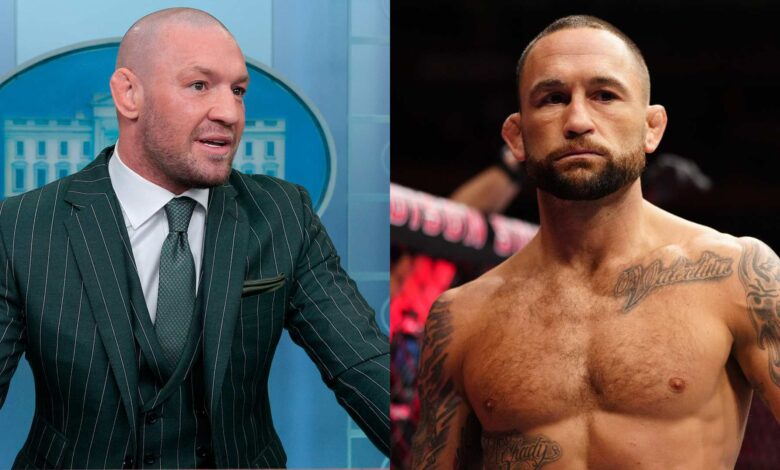 Conor McGregor appears at a White House press briefing, opposite Frankie Edgar in the Octagon at UFC 281