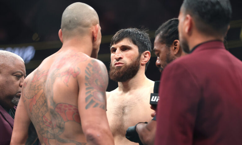 Alex Pereira and Magomed Ankalaev face off just minutes before their fight at UFC 320