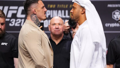 Tom Aspinall and Ciryl Gane faceoff