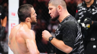 Umar Nurmagomedov speaks to Khabib at UFC 321