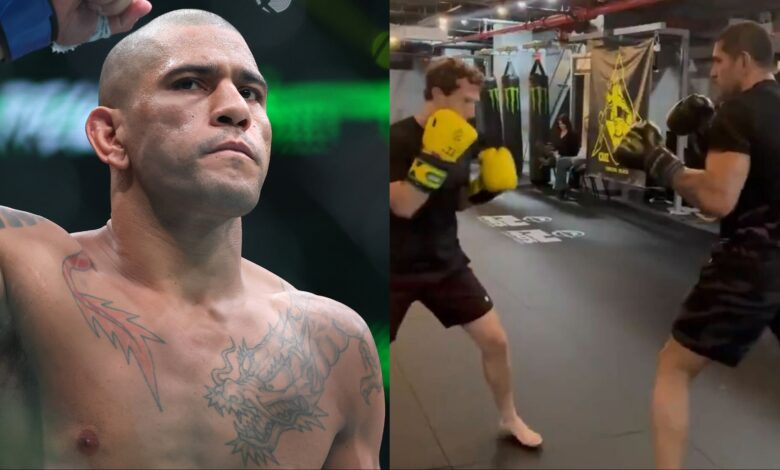 Alex Pereira enters the Octagon at UFC 320, opposite Pereira sparring with Mark Zuckerberg