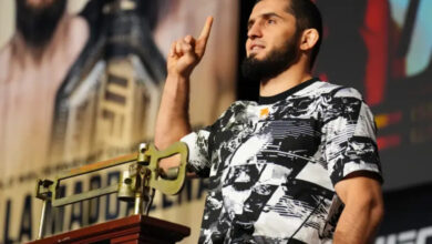 Islam Makhachev UFC 322 ceremonial weigh-ins