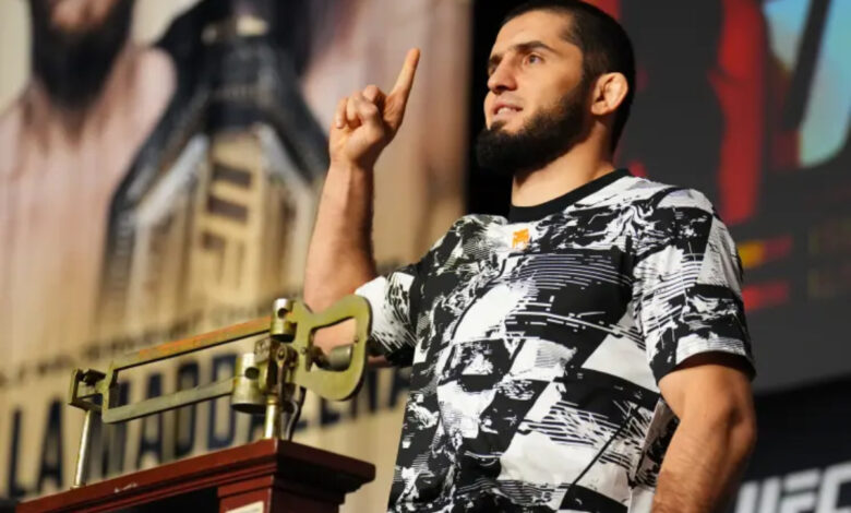 Islam Makhachev UFC 322 ceremonial weigh-ins