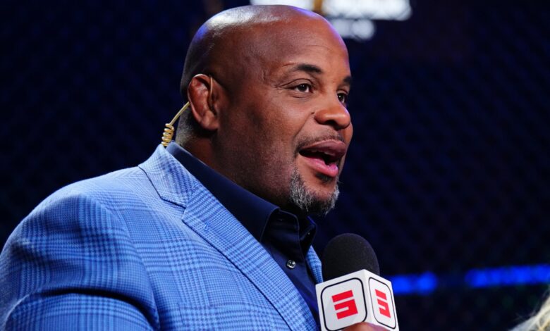 Daniel Cormier commentates cageside at UFC 321