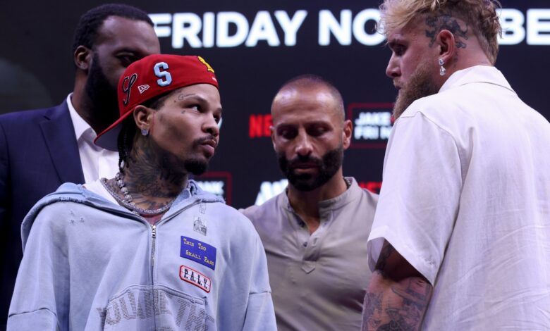 Jake Paul and Gervonta Davis face off at a pre-fight press conference