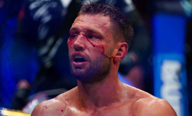 Reinier de Ridder reacts following a loss to Brendan Allen at UFC Vancouver