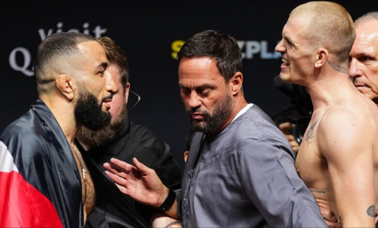 Belal Muhammad and Ian Machado Garry face off at the UFC Qatar ceremonial weigh-in