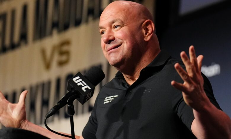 Dana White speaks at the UFC 322 pre-fight press conference