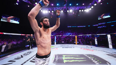 Khamzat Chimaev enters UFC Octagon