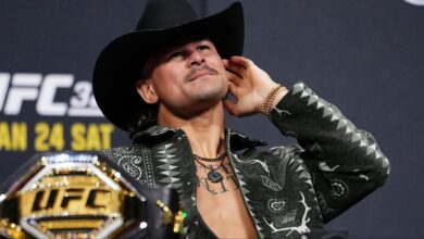 Diego Lopes appears at a UFC 325 press conference