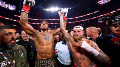 Anthony Joshua and Jake Paul post-fight