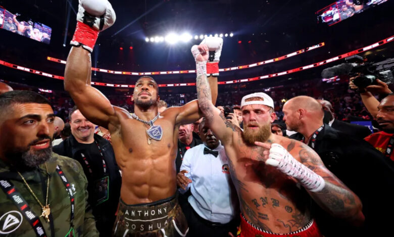 Anthony Joshua and Jake Paul post-fight