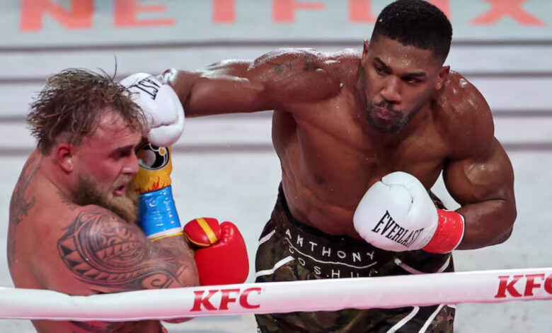 Anthony Joshua lands punch on Jake Paul
