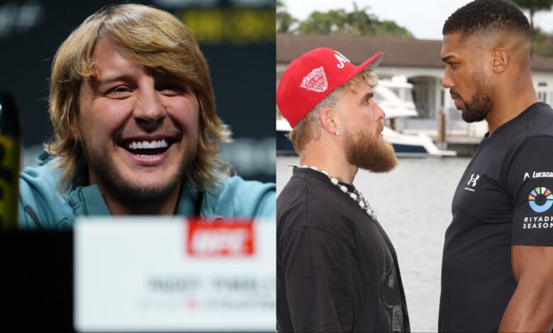 Paddy Pimblett appears at a press conference, opposite Jake Paul and Anthony Joshua facing off