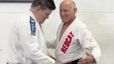 BJJ Pioneer Dave Meyer Receives Coral Belt From Rigan Machado