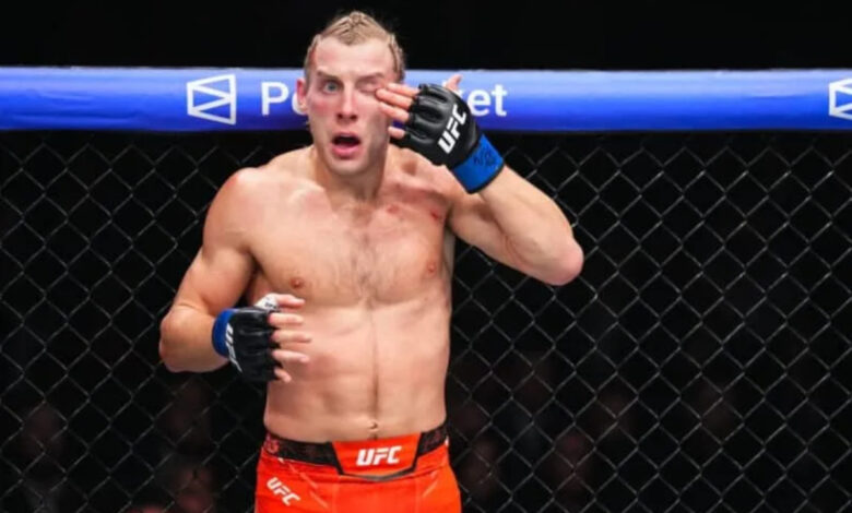 Paddy Pimblett wipes eye at UFC 324