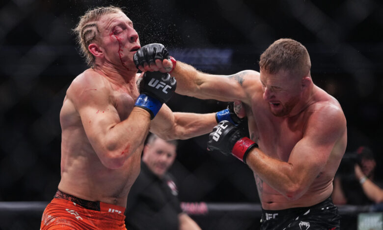 Paddy Pimblett takes punch from Justin Gaethje at UFC 324