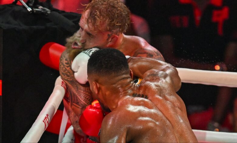 Anthony Joshua punches Jake Paul