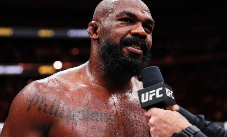 Jon Jones speaks with Joe Rogan after UFC 309